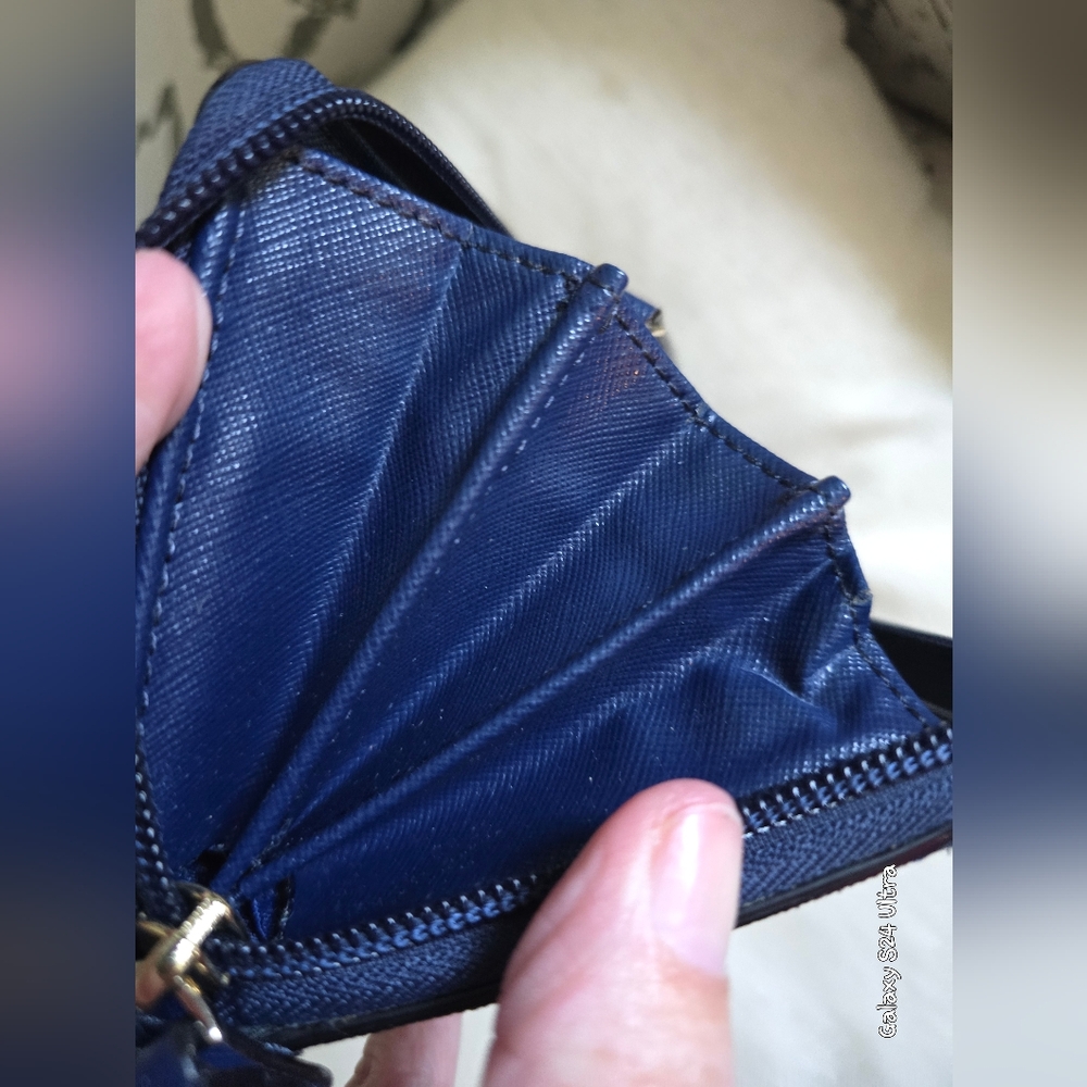 KATE SPADE ♠️ NY Navy Blue Neda Haven Lane Glitter Dot Zip Around Wallet In GUC - Picture 16 of 16